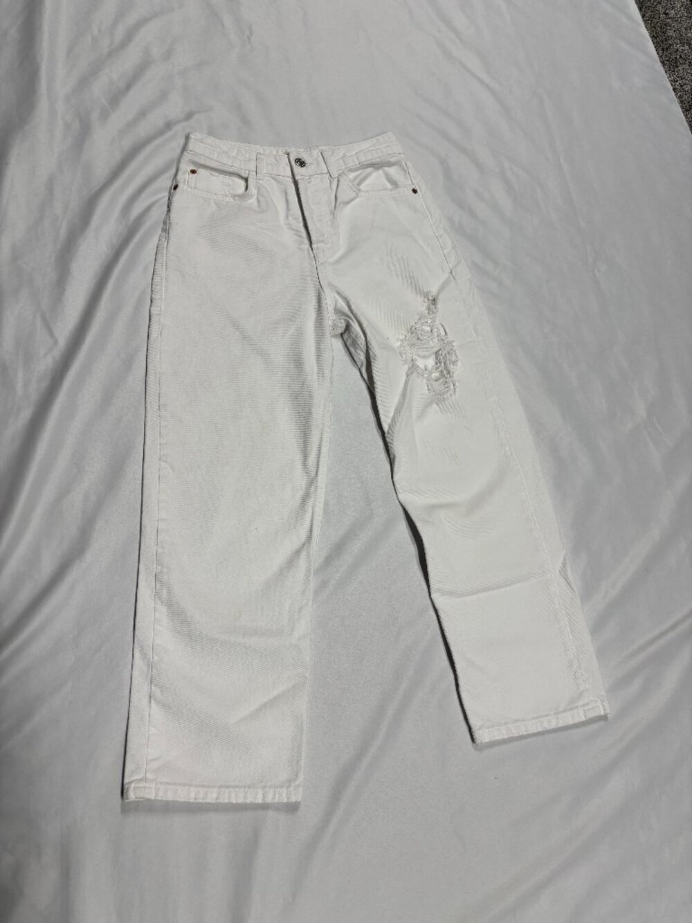 Zara white wide legs jeans size 4 Lot N